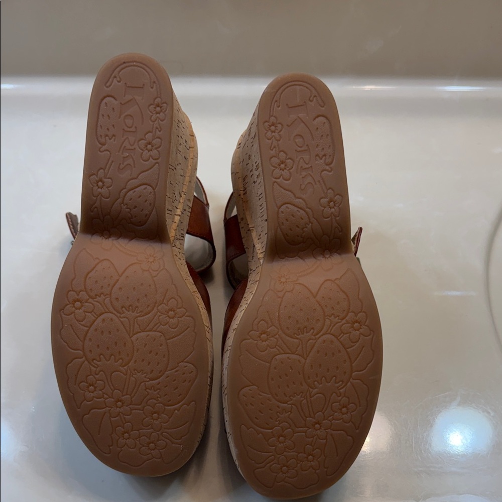 Kork-Ease Tan Leather Wedge Sandals - Picture 6 of 7